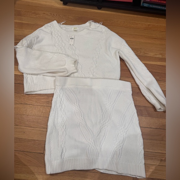 Anthropologie cable knit two piece set NWT ivory - Picture 3 of 5